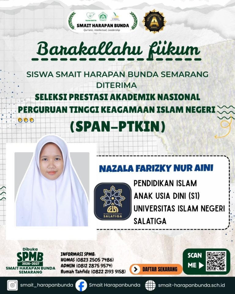 Barakallahu fiikum kepada Nazala Farizky Nur Aini kelas XII-2 yang diterima pada prodi Pendidik